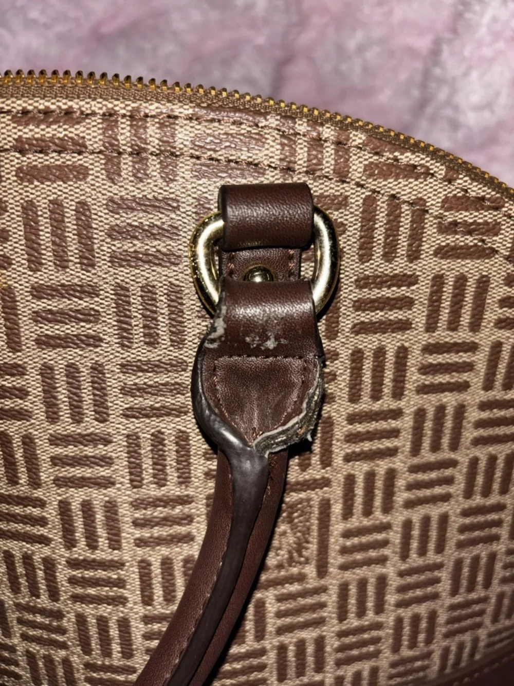 Anne Klein Classic Structured Black and Beige Dome Satchel
